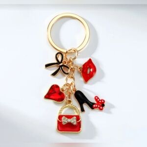 Gold and Red Charm Keychain